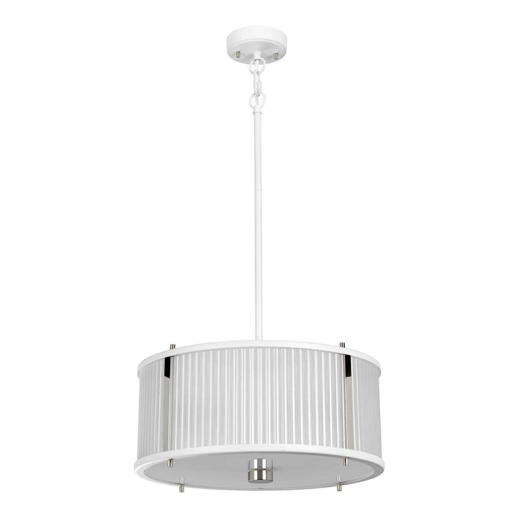 Lampa wisząca Corona Royale 3 - Satynowa biel / Polerowany nikiel