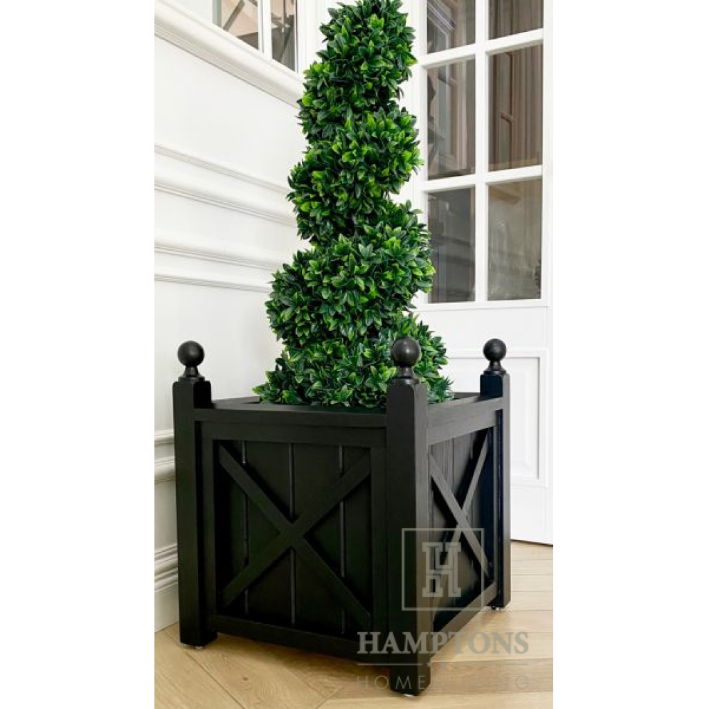 Donica drewniana czarna Hamptons Planter Box  44x44xH51cm