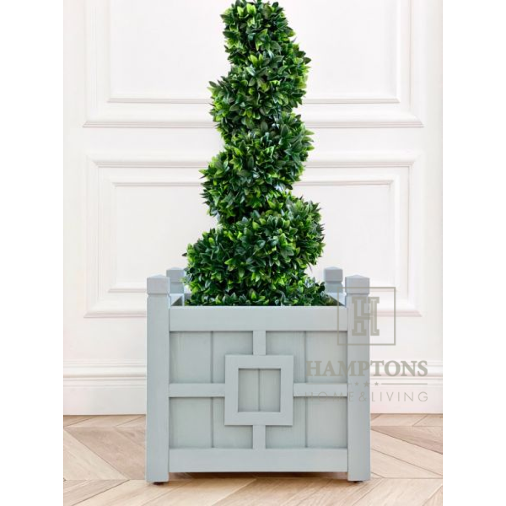 Donica drewniana szaro-błękitna Hamptons Planter Box 44x44xH40cm